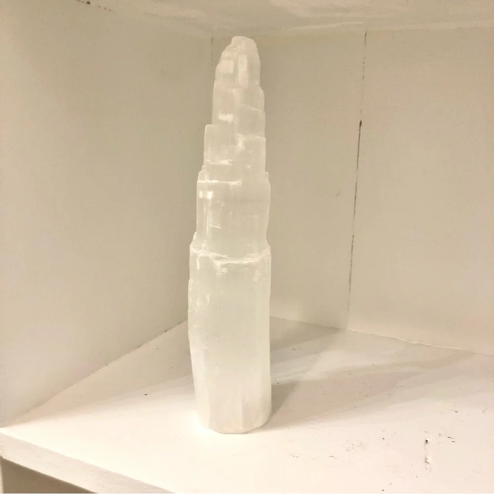 White Selenite Crystal Tower - Picture 2 of 4